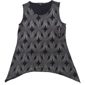 NWT ONYX Nite Sparkling Evening Tank Shell Top BLACK & SILVER Women's SIZE M USA